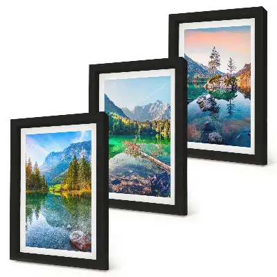Stenska galerija slik z motivom gorskih jezer in okoliške naravne pokrajine