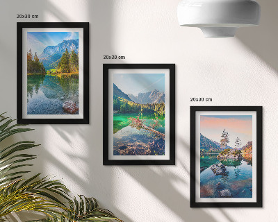 Stenska galerija slik Gorska jezera z vodo in okoliške naravne pokrajine