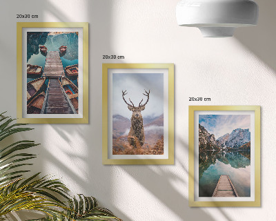 Stenska galerija slik Jezero s čolni, jeleni in gorsko pokrajino