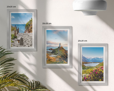 Stenska galerija slik Pogled na plažo svetilnika, gore in rože