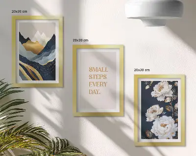 Stenska galerija slik abstraktne gorske rože in navdihujoči napisi