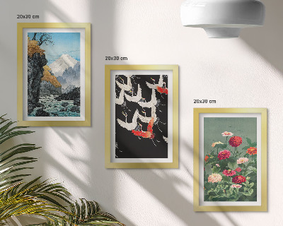 Stenska galerija slik Gore s slapom, pticami v letu in pisanim cvetjem
