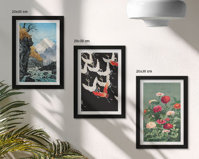 Stenska galerija slik Gore s slapom, pticami v letu in pisanim cvetjem