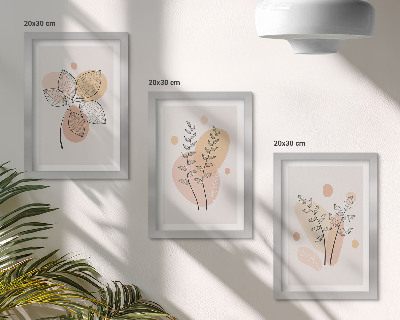 Komplet slik v okvirju Minimalistične risbe rastlin v pastelnih barvah