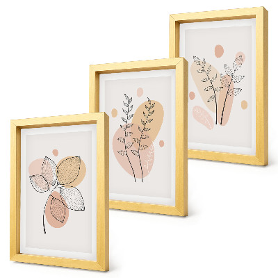 Komplet slik v okvirju Minimalistične risbe rastlin v pastelnih barvah
