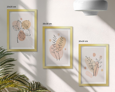 Komplet slik v okvirju Minimalistične risbe rastlin v pastelnih barvah