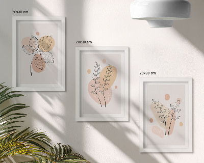 Komplet slik v okvirju Minimalistične risbe rastlin v pastelnih barvah