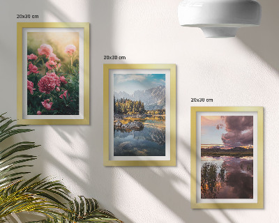 Stenska galerija slik Rože na vrtu, gore in mirna gladina vode