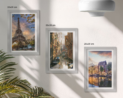 Stenska galerija slik Eifflov stolp, beneški kanali in ulice Amsterdama