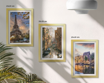 Stenska galerija slik Eifflov stolp, beneški kanali in ulice Amsterdama