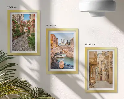 Stenska galerija slik očarljive ulice in fontane s slikovito arhitekturo
