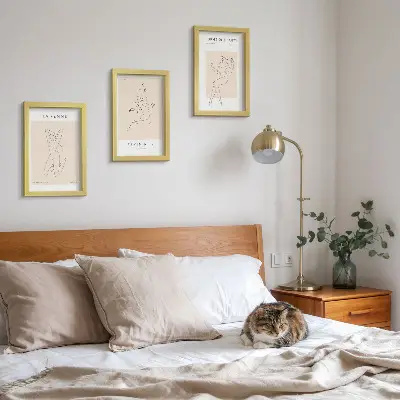 Set 3 slik v okvirju minimalistični plakati z linearnimi silhuetami žensk