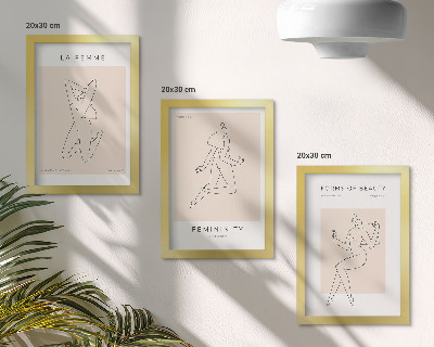 Set 3 slik v okvirju Linearne silhuete žensk na minimalističnih plakatih