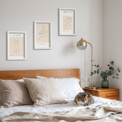 Set 3 slik v okvirju Linearne silhuete žensk na minimalističnih plakatih
