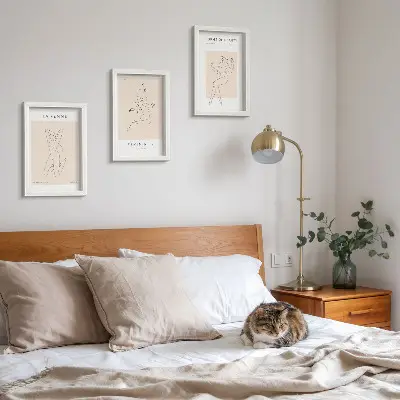 Set 3 slik v okvirju minimalistični plakati z linearnimi silhuetami žensk