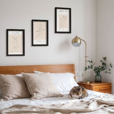 Set 3 slik v okvirju Linearne silhuete žensk na minimalističnih plakatih
