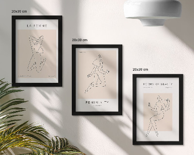 Set 3 slik v okvirju Linearne silhuete žensk na minimalističnih plakatih