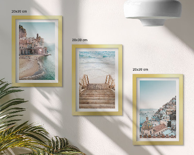 Komplet slik v okvirju Poletni pastelni razgledi z obmorsko arhitekturo in plažo