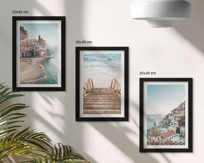 Komplet slik v okvirju Poletni pastelni razgledi z obmorsko arhitekturo in plažo