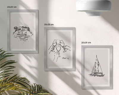 Stenska galerija slik Pogled na hišo ob vodi, nazdravljanje s kozarci, jadrnica