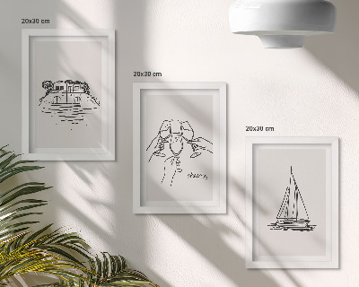 Stenska galerija slik Pogled na hišo ob vodi, nazdravljanje s kozarci, jadrnica
