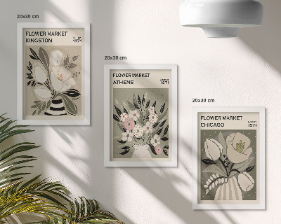Set 3 slik v okvirju Cvetlični aranžmaji v retro slogu iz različnih mest