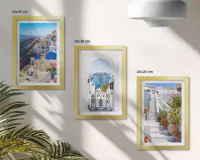 Stenska galerija slik pogledi na Santorini in grška arhitektura Oie