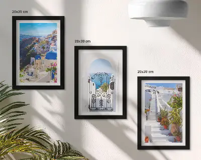 Stenska galerija slik pogledi na Santorini in grška arhitektura Oie