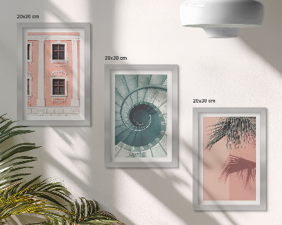 Komplet slik v okvirju Arhitektura v pastelnih odtenkih in spiralnih vzorcih