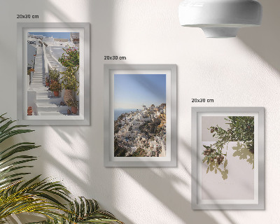 Stenska galerija slik Bele stopnice na Santoriniju s pogledom na mesto