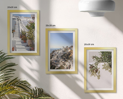 Stenska galerija slik Bele stopnice na Santoriniju s pogledom na mesto
