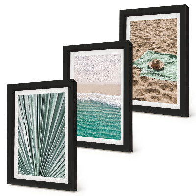 Set 3 slik v okvirju Poletni počitniški razgledi na plaži ob morju