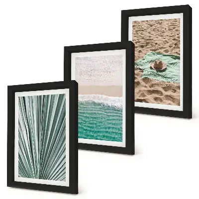 Komplet 3 slik v okvirju poletni počitniški razgledi na plažo ob morju