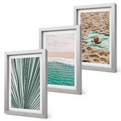 Set 3 slik v okvirju Poletni počitniški razgledi na plaži ob morju