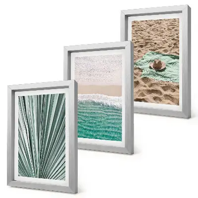 Komplet 3 slik v okvirju poletni počitniški razgledi na plažo ob morju