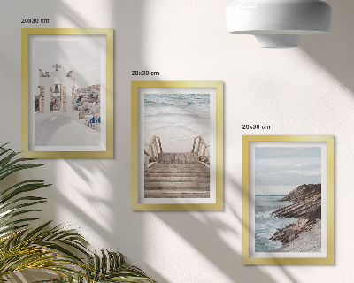 Stenska galerija slik Pogled na morje in arhitekturo Santorinija proti nebu