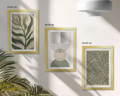 Stenska galerija slik abstraktni motivi z listi in geometrijskimi oblikami