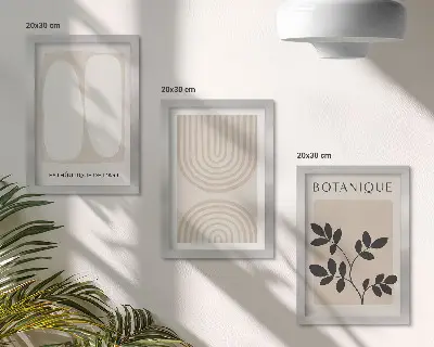 Komplet slik v okvirju z abstraktnimi boho rastlinskimi motivi