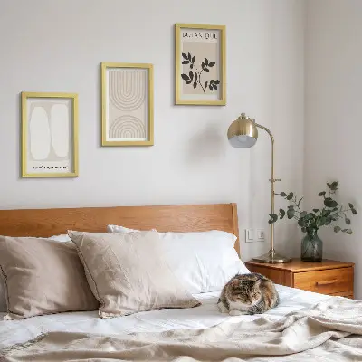 Komplet slik v okvirju z abstraktnimi boho rastlinskimi motivi