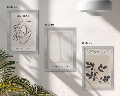 Set 3 slik v okvirju Elegantne minimalistične slike z rastlinskimi motivi Matisseja