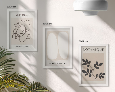 Set 3 slik v okvirju Elegantne minimalistične slike z rastlinskimi motivi Matisseja
