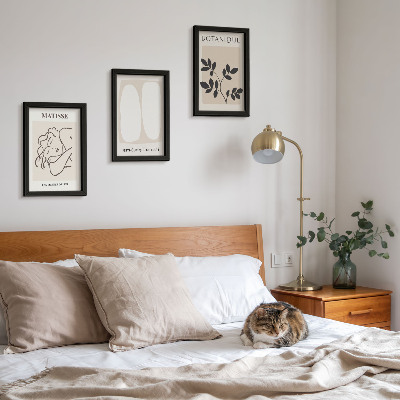 Set 3 slik v okvirju Elegantne minimalistične slike z rastlinskimi motivi Matisseja