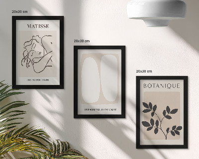Set 3 slik v okvirju Elegantne minimalistične slike z rastlinskimi motivi Matisseja