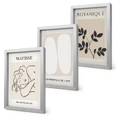 Komplet 3 slik v okvirju elegantne minimalistične slike z rastlinskimi motivi v slogu Matisseja