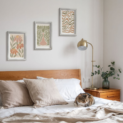 Komplet slik v okvirju Pastelne cvetlične ilustracije valovita abstrakcija