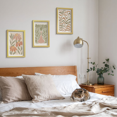 Komplet slik v okvirju Pastelne cvetlične ilustracije valovita abstrakcija