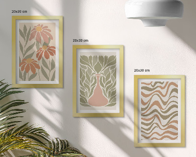 Komplet slik v okvirju Pastelne cvetlične ilustracije valovita abstrakcija