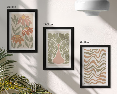 Komplet slik v okvirju Pastelne cvetlične ilustracije valovita abstrakcija