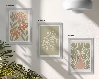 Stenska galerija slik cvetlični motivi z minimalističnimi vzorci v boho stilu