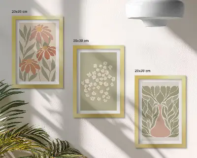 Stenska galerija slik cvetlični motivi z minimalističnimi vzorci v boho stilu